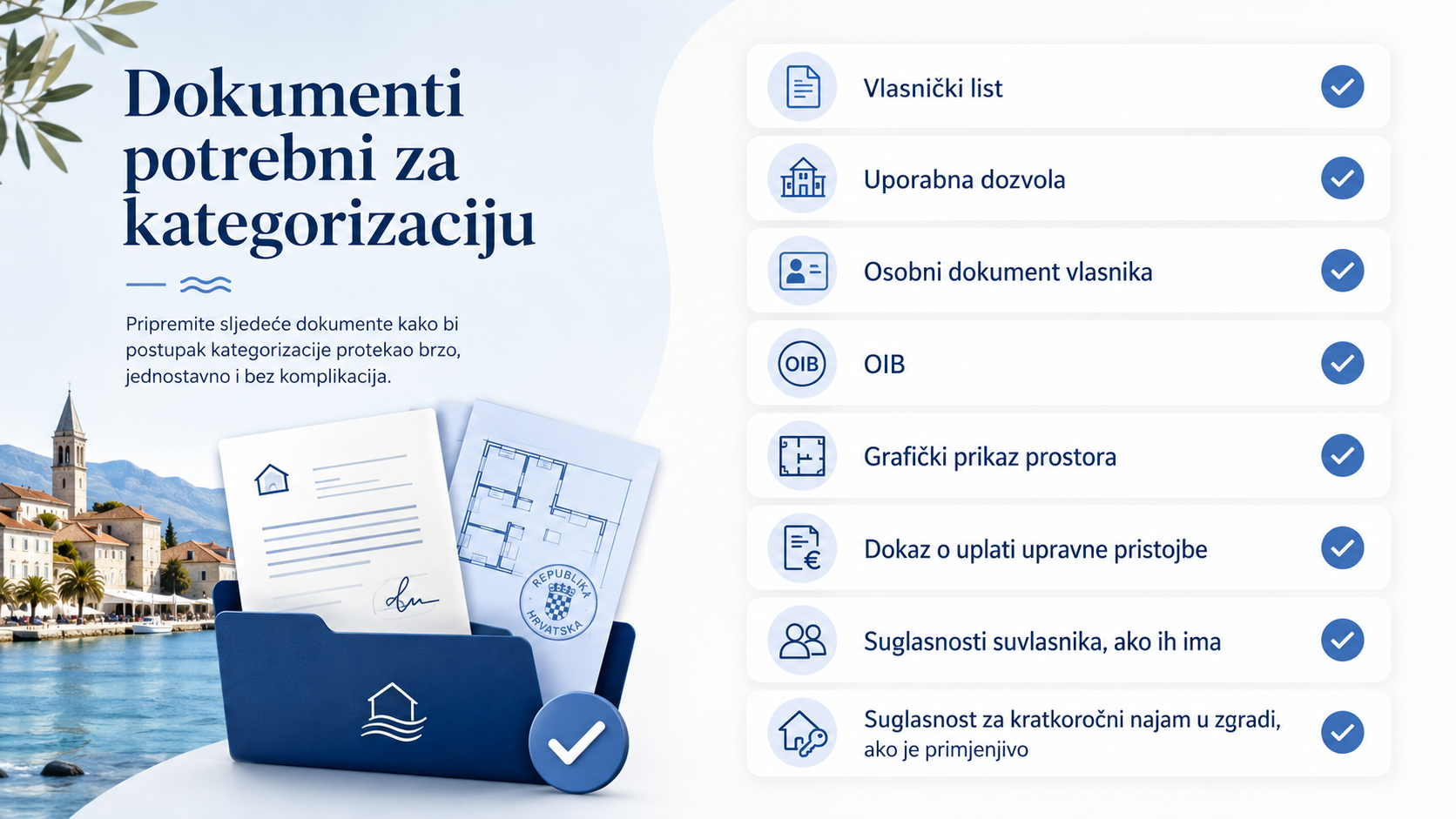 Dokumenti potrebni za kategorizaciju smještaja na Krku